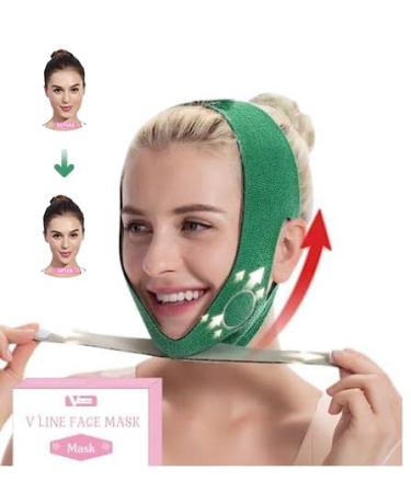 Double Chin Reducer  V Line Lifting Mask  Breathable Face Slimming Strap  Reusable V-Line Face Shapes Chin Cheek Lift Up Anti Wrinkle Lifting Belt for Women Men (Green)