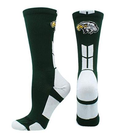 MadSportsStuff Eagles Logo Athletic Crew Socks (multiple colors) Dark Green/White Medium