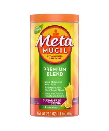 Meta Mucil Premium Fiber Blend, Sugar-Free Stevia, Orange, 23.1 oz (Pack of 2)