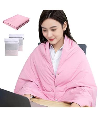 Heating pillows electric USB heating ceiling with push buttons portable comfortable heating blanket wrap shale with 3 heating levels for use at home in the office in the car pink (pink 140 x 80 cm) warm as ever