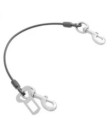 Chew Proof Dog Car Seatbelt Safety Restraint Carbon Steel Puppy Pet Tether Cable Car Lead with Double Clip and Pin Attachment (Light Gray 40cm) 40cm Light Gray