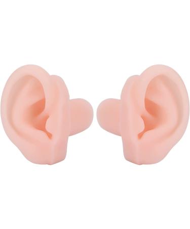 Ktrok 1 pair of silicone ear model flexible soft ear model with base for acupuncture ear picking practice for hospital display learning to wear hearing aids shop windows
