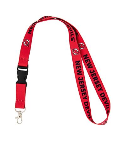 Desert Cactus New Jersey Devils NHL National Hockey League Car Keys ID Badge Holder Lanyard Keychain Detachable Breakaway Snap Buckle (Lanyard 1 - Red)