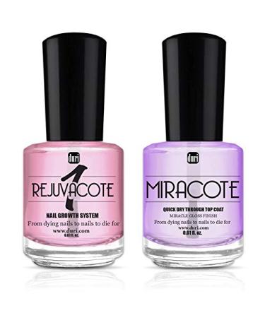 duri Rejuvacote 1 Original Maximum Strength Nail Growth System Base, Top Coat and Miracote Quick Dry Top Coat Combo duri Nail Growth System Combo