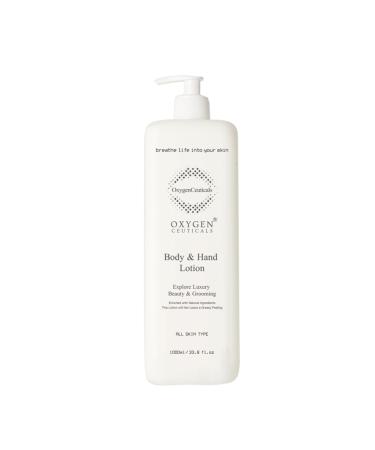OxygenCeuticals Body and Hand Lotion 1000ml (33.8 fl oz) Moisturizer for Body and Sensitive Skin Ceramide and Hyaluronic Acid Body Cream Non-Greasy Hydrating Formula