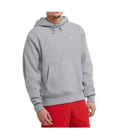 Champion Men's Reverse Weave Pullover Sweatshirt for Men, Best Crew Sweatshirts for Men, C Logo X-Large Oxford Gray Left Chest C