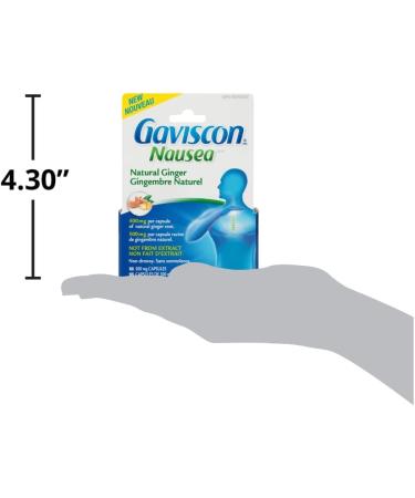 Gaviscon Anti Nausea Ginger Capsules - 25 Count - Tablets for Nausea Relief & Digestion Support Natural Ginger - Free of Aluminum Lactose and Gluten 18 Count (Pack of 1) - Buy Online on GoSupps.com