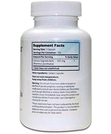 Dr. Clark Cascara Sagrada Herbal Laxative 425mg - 100 Gelatin Capsules - Buy Online on GoSupps.com