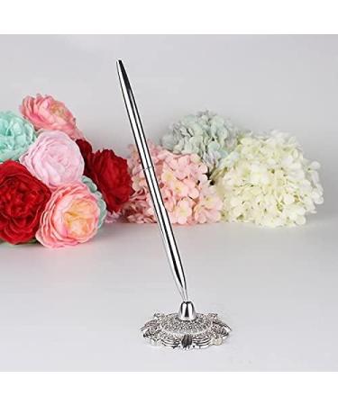 NAA Chris-Wang Guest Signing Pen with Hollow Out Sign in Pen Holder Stand Set for Wedding Bridal Party (Silver) - Buy Online on GoSupps.com