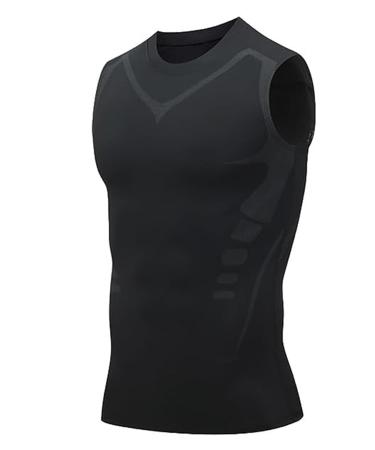 EXPECTSKY Ionic Shaping Vest Guys Men Chest Gynecomastia Compression Top to Build a Perfect Body Schwarz M