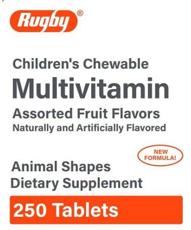 Rugby 370923 Animal Shapes Children's Chewable Vitamin Tablet Compare To Flintstones (250 Count) (1 Pack)