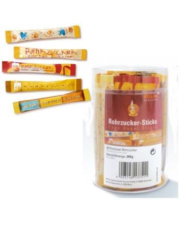 Hellma cane sugar sticks 50 x 4g in a round tin portion sugar