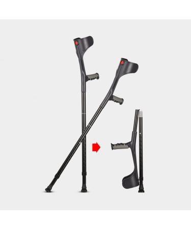 LINYUES Crutches for Adults Forearm Crutches Disabled Fracture Crutch Adjustable Height and Handle Crutches with Rubber Handles Comfortable Grip and Wear-Resistant Medical Mobility Accessories (Black Black 1 pcs