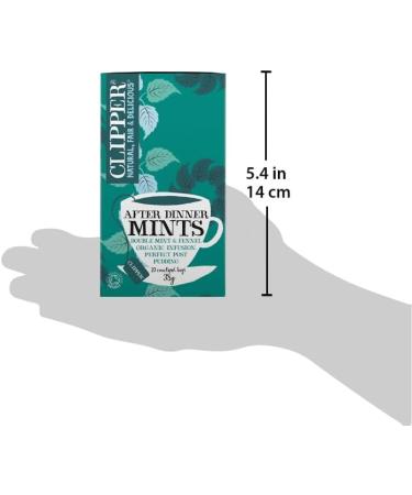 Clipper Organic After Dinner Mint & Fennel Tea Bags | 20 Infusion Peppermint & Fennel Sachets | Caffeine Free Teabags | Eco-Conscious Herbal Tea Bags | Natural Unbleached Plant-Based & Biodegradable - Buy Online on GoSupps.com