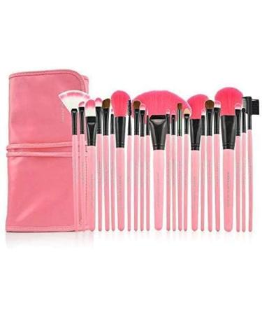 Professional Makeup Brush Set - 24 Piece Cosmetic Brushes Kit with Pink Folding PU Leather Bag for Flawless Application - Buy Online on GoSupps.com