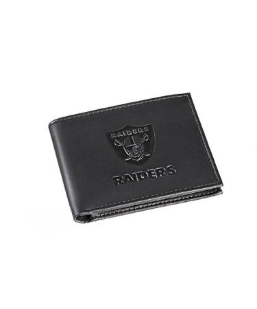 Team Sports America NFL Las Vegas Raiders Black Wallet | Bi-Fold | Officially Licensed Stamped Logo | Made of Leather | Money and Card Organizer | Gift Box Included