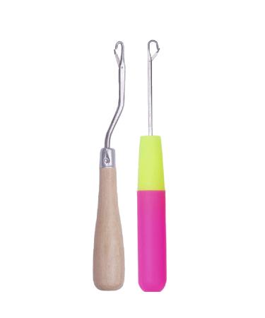 UUYYEO 2 Pcs Bent Latch Hook Tool Crochet Hook with Latch Dreadlocks Crochet Knitting Needle Carpet Making Needle for Hair Extension