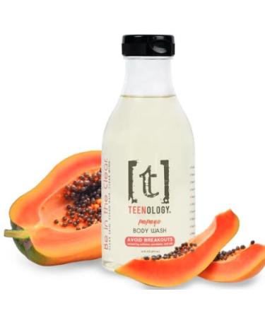 Teenology Body Wash for Teens - Avoid Body Acne and Breakouts - Sulfate and Paraben Free Natural Botanical Extracts (Fresh Papaya)