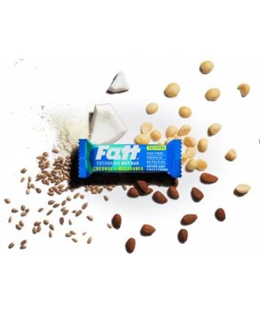 Fatt Keto Nut Bars - Coconut & Macadamia (4 count) | Low-Carb Gluten Free Snack Bars | High in Super Fats | Vegan & Sweetener Free | 3g Carbs | Pack of 1 - Buy Online on GoSupps.com