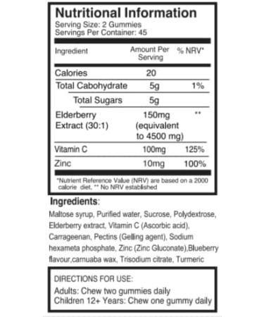 Triple Strength Immune Support - Elderberry Gummies with Vitamin C & Zinc | 90 Gummies - Buy Online on GoSupps.com
