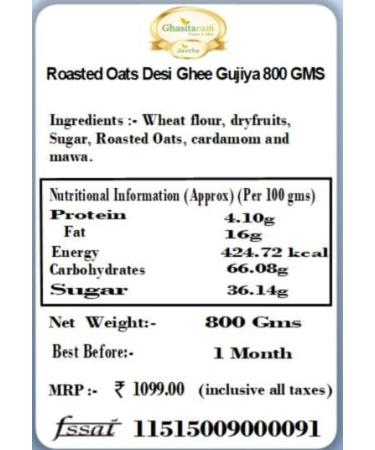 Ghasitaram Gifts Holi Sweets Holi Gifts Holi Hamper Roasted Oats Gujiya 800 GMS - Buy Online on GoSupps.com