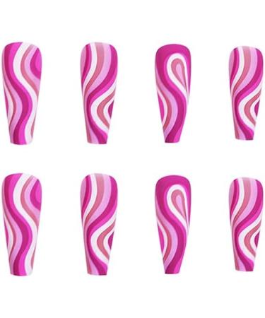 Coffin Shiny False Nails Long Ballet Flats Press Full Cover Acrylic False Nails Glue on Nails 24 Pieces for Women and Girls - Buy Online on GoSupps.com