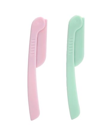 Syh & aqye manual eyebrow cutter 2 pieces of facial razors without lint for shaving peeling facial rasur razor for men women face lips eyebrows (pink green)