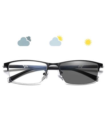 Dibako transition photochrome reading glasses progressive multifocal reading glasses unisex anti blue light reader black half frame glasses (size: +3.00)
