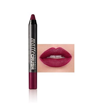VASANTI Matte Crush Lipstick Pencil (Berry First Kiss - Rich Plum Berry) - High Pigmented Waterproof Soft Matte Lip Liner Makeup Cosmetics