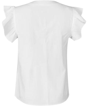 Women's Linen Shirt Oversized Blouse Summer Short Sleeve Button Casual Tee V-Neck Loose Fit Business Office Cotton T-Shirts 51-qppoj-white-4 L - Buy Online on GoSupps.com