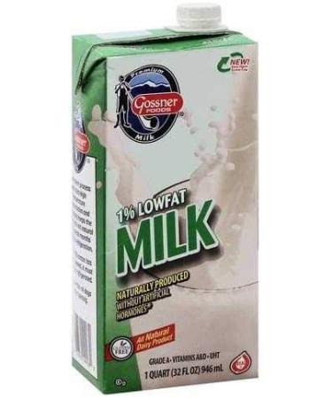 Gossner Milk, 6(SIX) 1 Quart(32 Fl Oz) Tetra Packs (1% Low Fat)