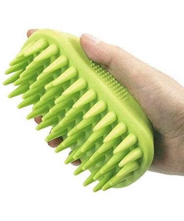 ZOOPOLR Pet Silicone Shampoo Brush for Long & Short Hair Medium Large Pets Dogs Cats, Anti-Skid Rubber Dog Cat Pet Mouse Grooming Shower Bath Brush Massage Comb Green