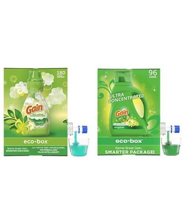 Gain Laundry Detergent eco-Box, Original Scent + Gain Eco-Box Liquid Fabric Softener, Original Scent Detergent and Fabric Softener Eco-Box Bundle