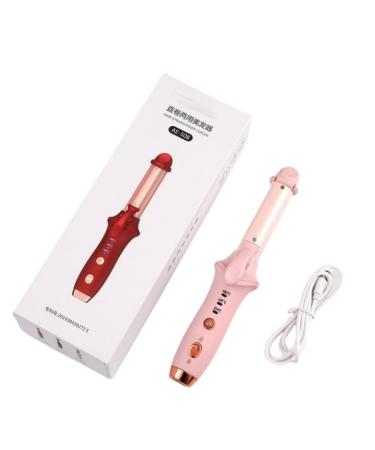 Cordless Curling Iron Portable and Travel Curling Iron USB Rechargeable Hair Straightener and Curler 2 in 1 Mini Flat Iron with 3 Temp Setting Hair Curlers for Short Hair (Pink)