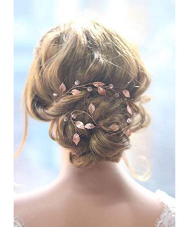 GraceWedding bridal jewelry / hair jewelry for the wedding red gold suitable for long hair design: climbing plants in vintage style crystal hair accessories 38 cm rose gold