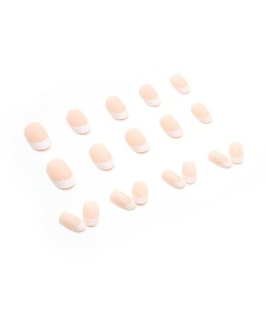 Glossy White French Tip Almond Shape Press-On Nails - Medium Length | Full Cover Acrylic False Nails with Cute Design for Women - Buy Online on GoSupps.com