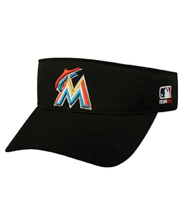 OC Sports Miami Marlins MLB Sun Visor Golf Hat Cap Black w/Orange M Logo Adult Men's Adjustable