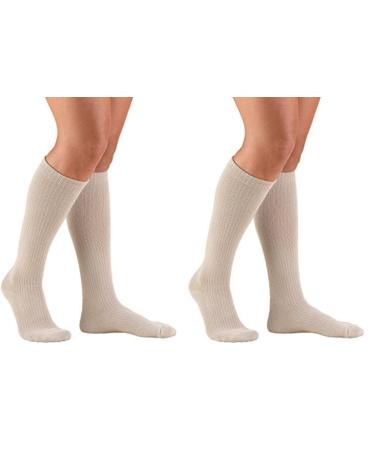 Truform Compression Socks 10-20 mmHg Ladies Gym Socks Knee High Over Calf Length Tan Large (Pack of 2)