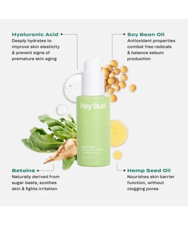 Hey Bud Skincare Liquid High - 5% Hyaluronic Acid Hemp Serum for Plump Hydrated Skin | 1 oz - International Shipping - Buy Online on GoSupps.com