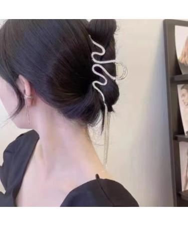 Agirlvct Gold Rhinestone Hair Claw Clip - Strong Hold Metal Hair Barrette for Women Girls - Glamorous Tassel Design - Perfect Gift for Birthday or Mother's Day - Buy Online on GoSupps.com