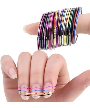 30 Pcs Nail Art Striping Tape Line Decoration Sticker Set - 30 Vibrant Colors - DIY Nail Tool for Girls & Ladies - Buy Online on GoSupps.com