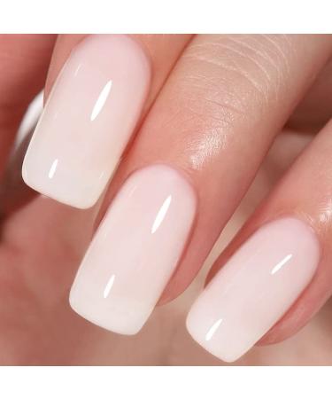 AILLSA Milky White Gel Nail Polish - Nude Gel Polish Translucent Soak Off UV Jelly Gel Nail Polish Neutral Gel Nail Polish for Nail Art French Manicure at Home 0.51 Fl Oz