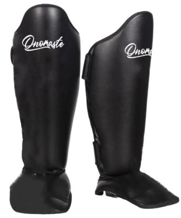 Onomaste |Schiensbeinschoner made of leather for boxes padded Shinguard leather martial arts karate training MMA kickboxing muay thai Krav Maga Fuß Large / X-Large