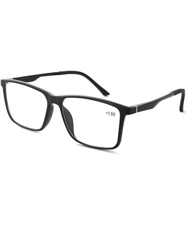Stylish Unisex Square Reading Glasses - Anti-Blue Light Anti-Glare Spring Hinge Quality Readers for Women - 2.0 & 3.0 Black - Buy Online on GoSupps.com