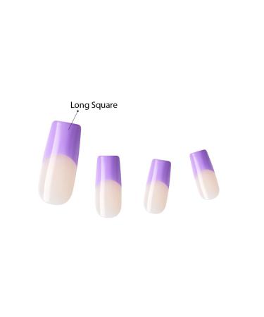 KISS Acrylic French False Nails Kit - Long Square Purple Tip Nails for Easy Application - Ready to Wear Gel & Manicure Included - Buy Online on GoSupps.com