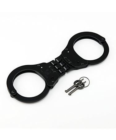VIPERTEK Heavy Duty Hinged Double Lock Steel Police Edition Professional Grade Handcuffs (Black)