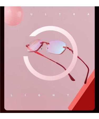 Fuqinqingoz Red Anti-Blue Light Reading Glasses +100 - Stylish Glare Protection for Women - Buy Online on GoSupps.com