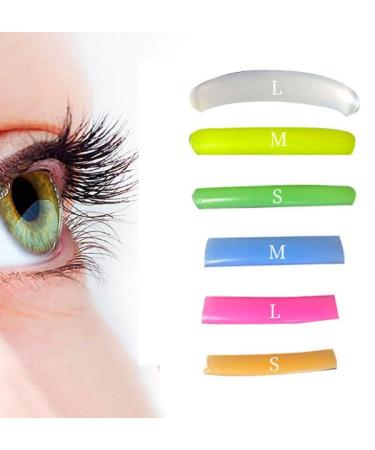 AKOAK 6 Pair of Eyelash Curling Pads Reusable Silicone Eyelash Lifter Pads Colours Soft Eyelash Curling Patch for Eyelash Lifter S M L