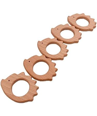 Wendysun 2pcs Cartoon Hedgehog & Beech Teether Set for Baby Teething - Natural Wood DIY Pendant Toy - Buy Online on GoSupps.com