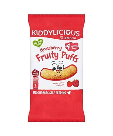 2x Kiddylicious Strawberry Fruity Puffs Multi 4 x 10g